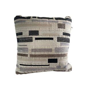 Set of 2 Modern Geometric 16" Throw Pillows Neutral Textured Fabric Home Decor
